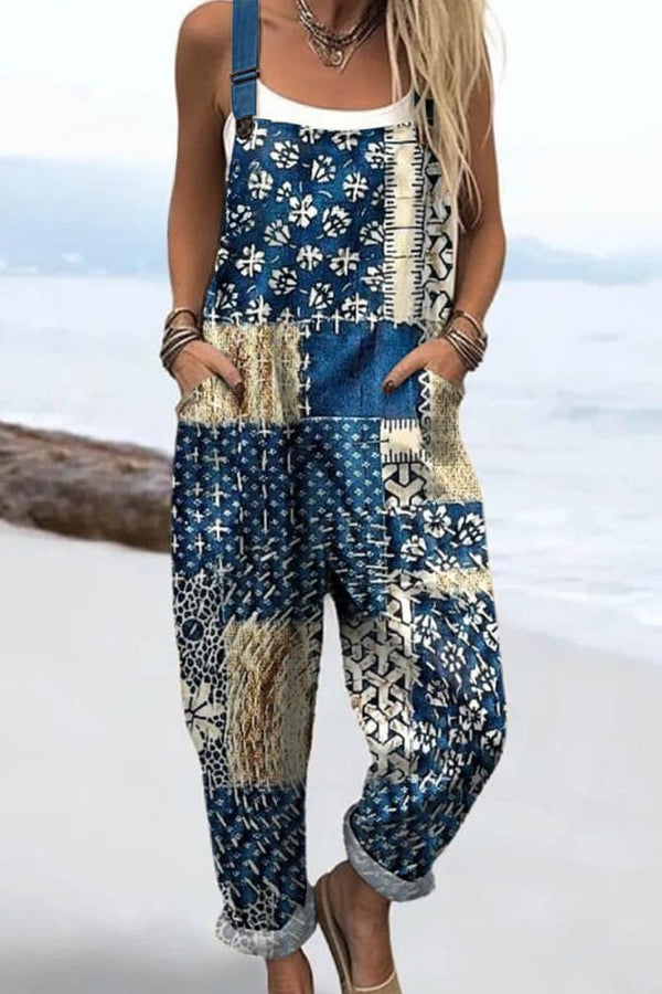 Combinaison pour femme - Design floral vintage, confort et style avec jambes larges
