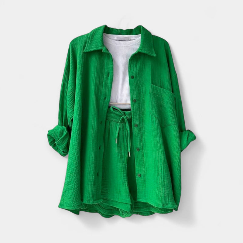 Ensemble haut d'été bicolore et short