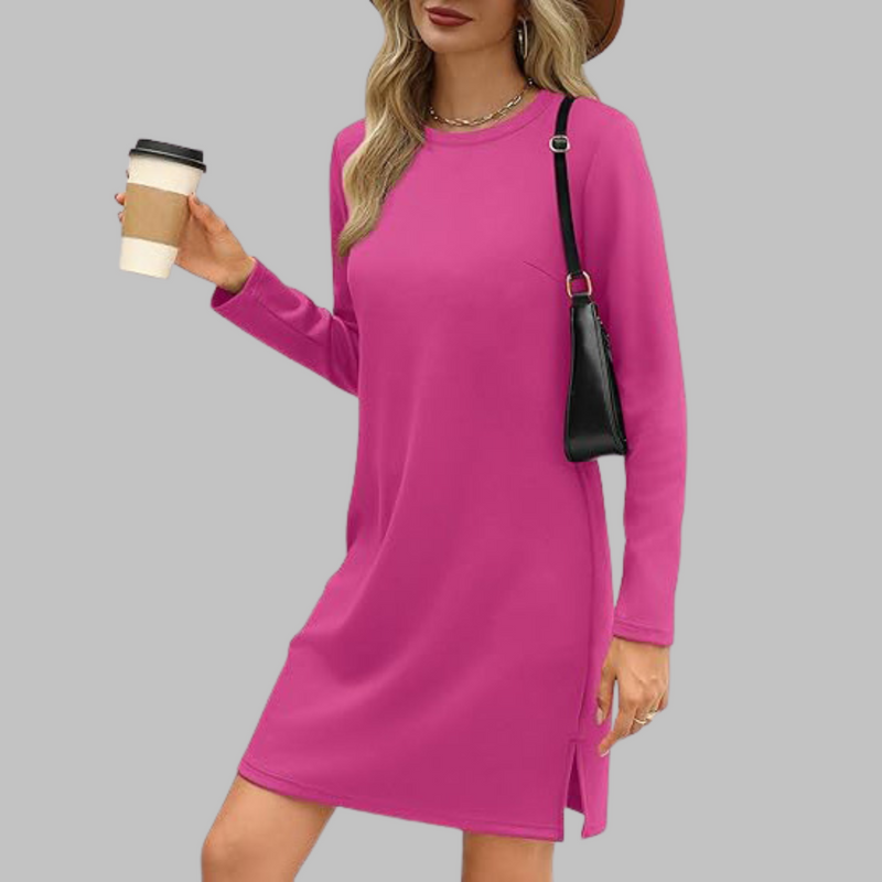Tiana - Robe Mini Décontractée à Manches Longues et Col Rond