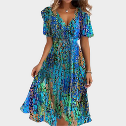 Robe aérienne avec motif floral et col en V