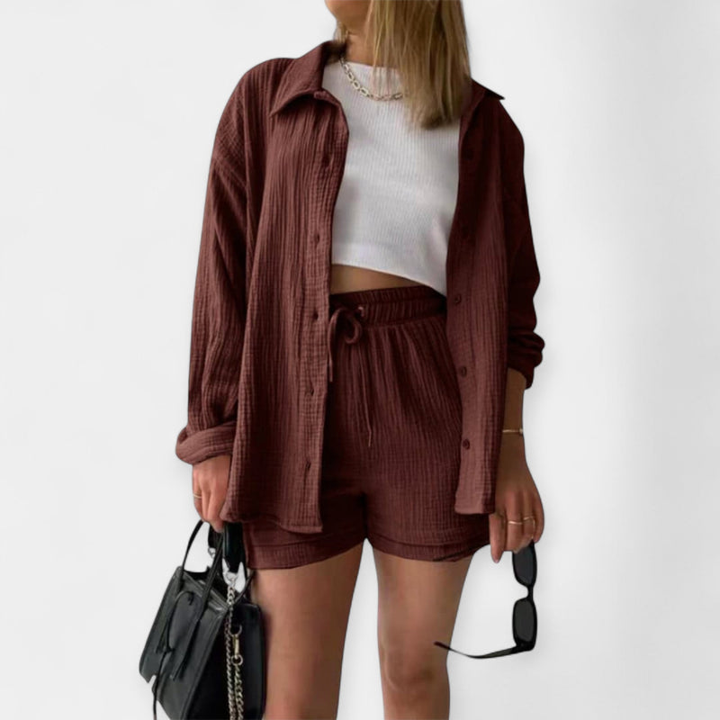 Ensemble haut d'été bicolore et short