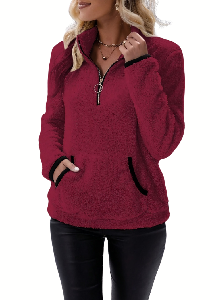 Rosely | Sweat-shirt en polaire Borg à demi-fermeture éclair