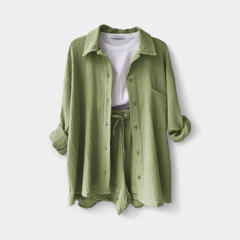 Ensemble haut d'été bicolore et short