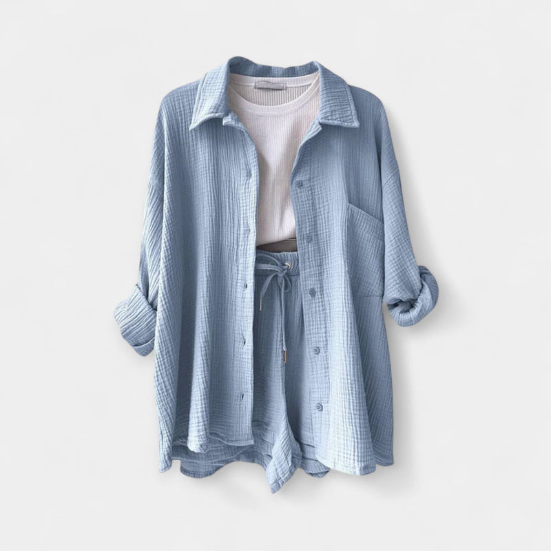 Ensemble haut d'été bicolore et short