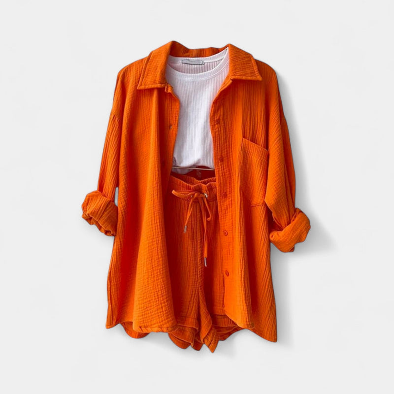 Ensemble haut d'été bicolore et short