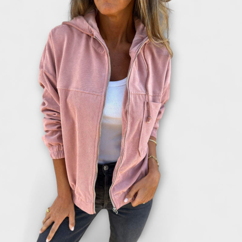 Ella - Veste à capuche zippée en velours côtelé