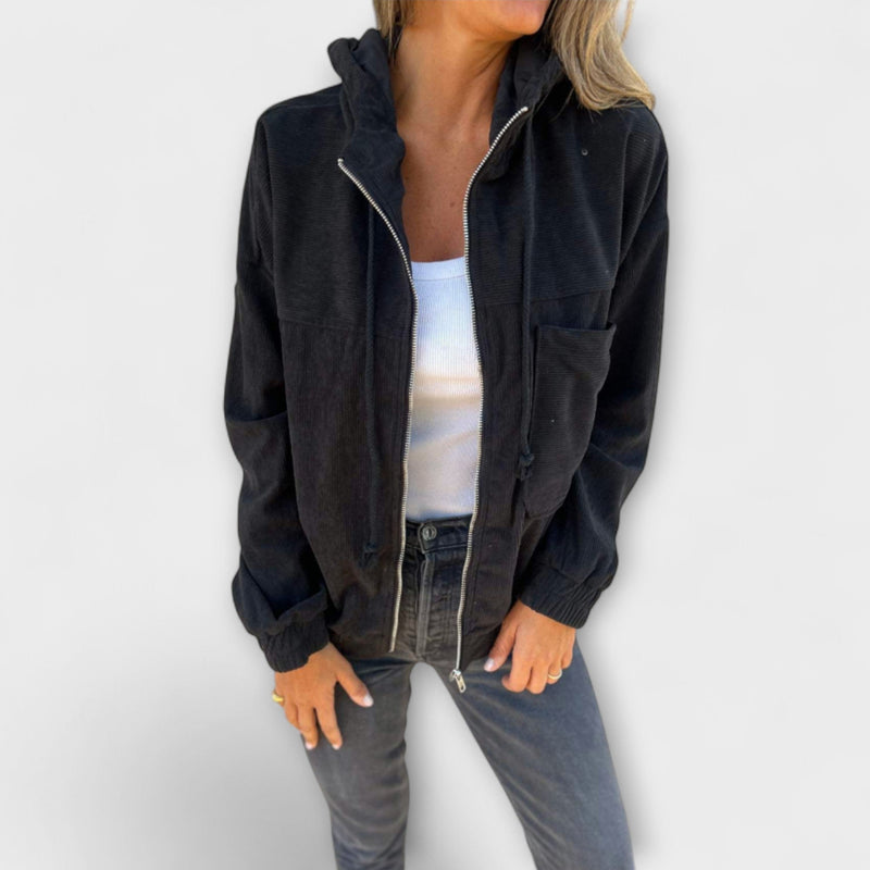 Ella - Veste à capuche zippée en velours côtelé