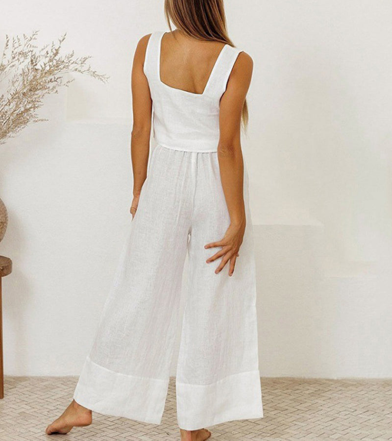 Evelyne | Ensemble Haut Minimaliste de Luxe & Pantalon Large