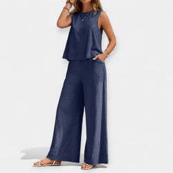 Ensemble de haut sans manches et pantalon large