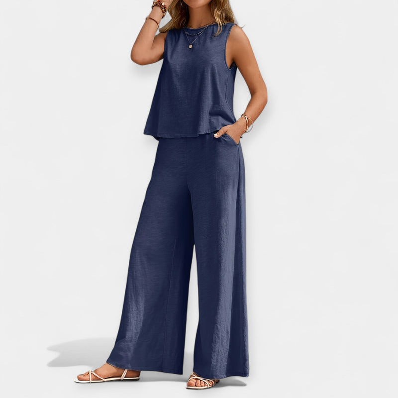 Ensemble de haut sans manches et pantalon large