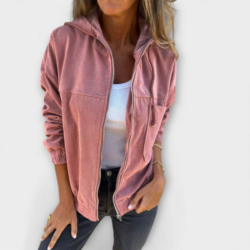 Ella - Veste à capuche zippée en velours côtelé