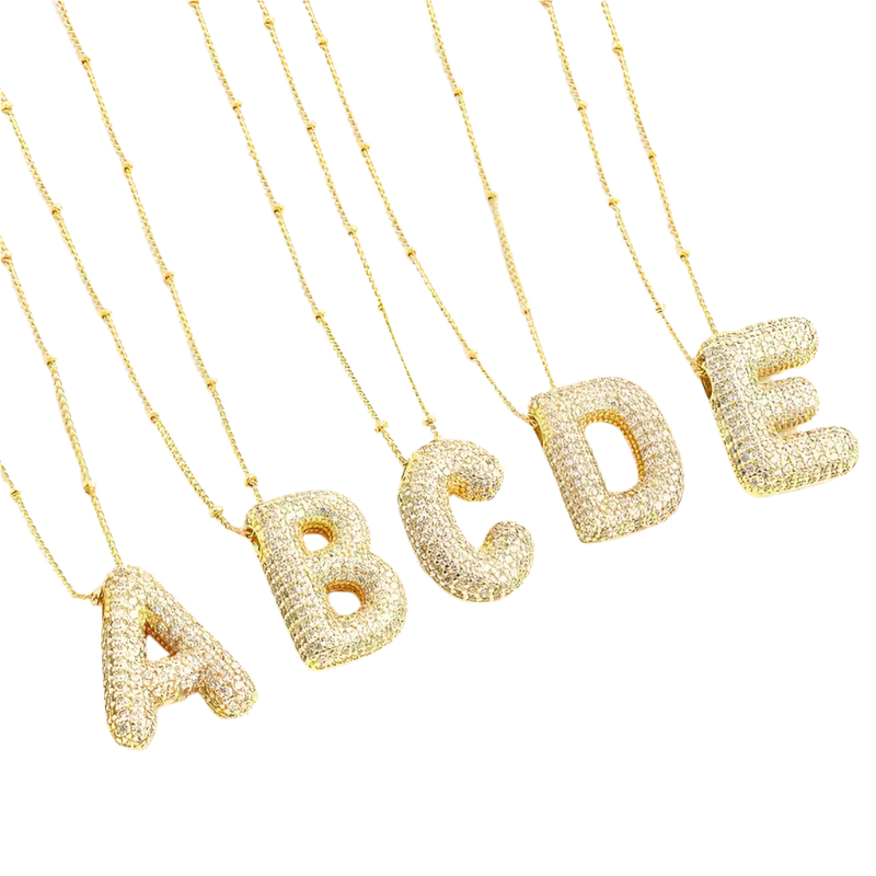 Ensemble de collier avec initiale en lettres bulles | Or