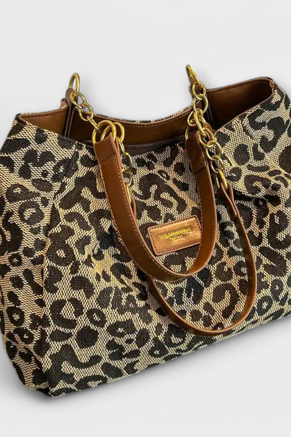 Olivia - Sac fourre-tout en toile léopard