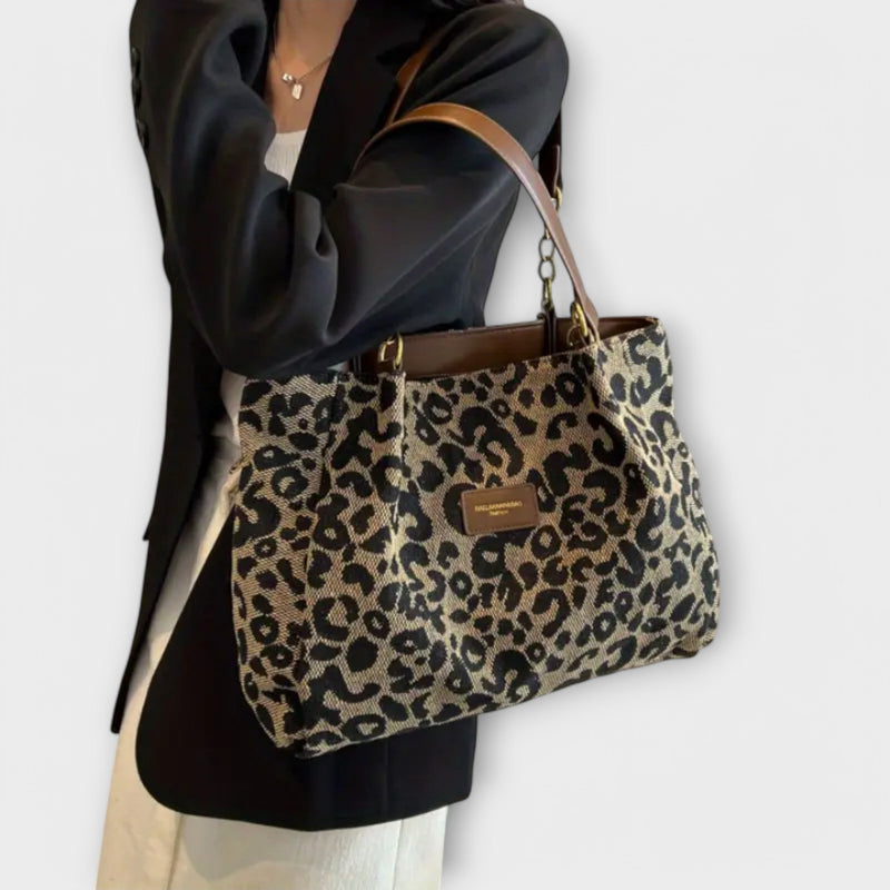 Olivia - Sac fourre-tout en toile léopard
