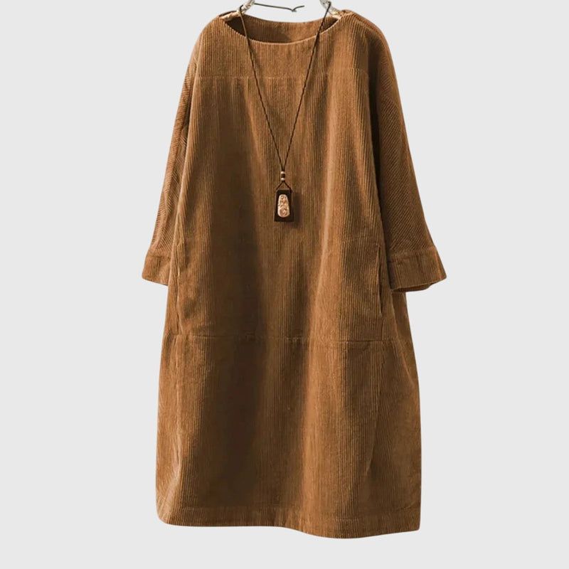 Grace | Robe midi décontractée en velours côtelé