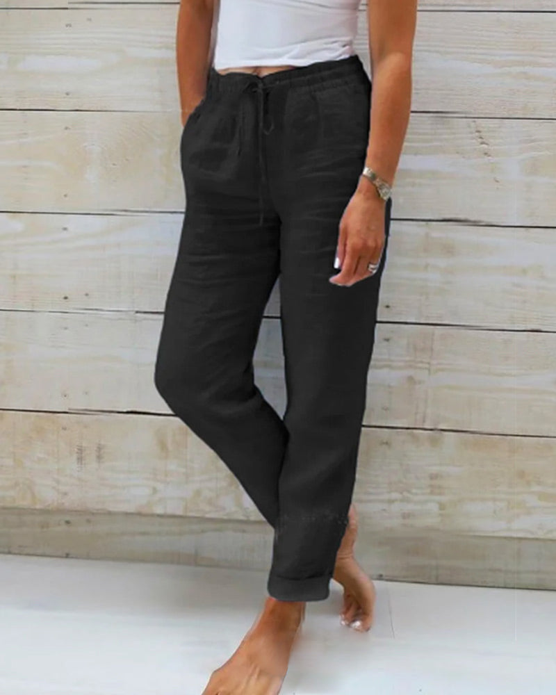 Allison | Pantalon sur mesure en coton-lin de luxe