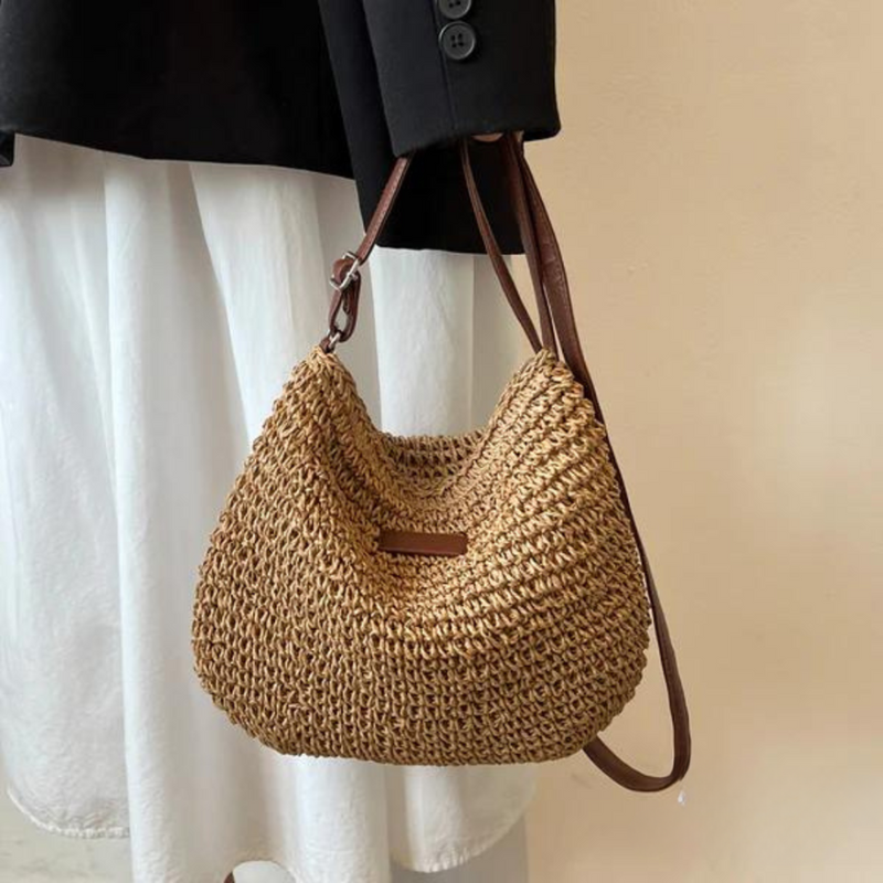 Mary - Sac bandoulière rétro en paille
