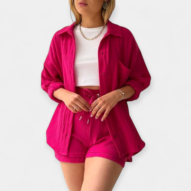 Ensemble haut d'été bicolore et short