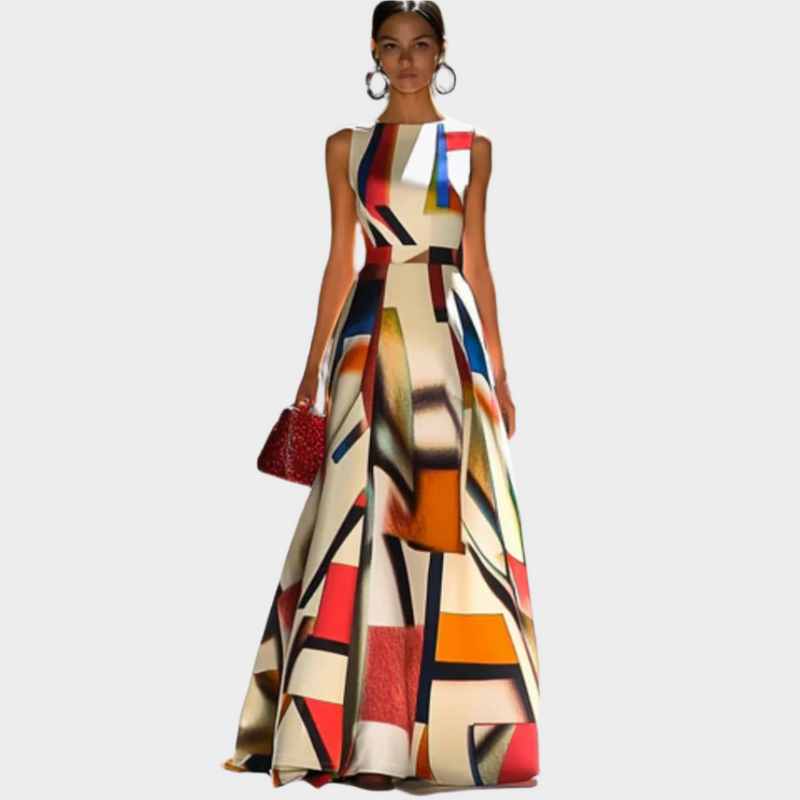 Robe maxi avec sensation linéaire et texture brillante