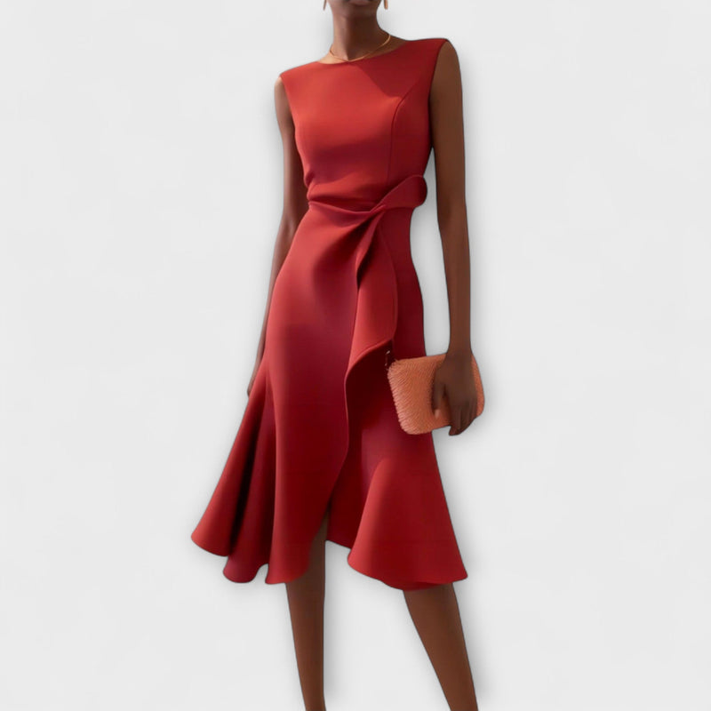 Juliette – Robe midi drapée asymétrique