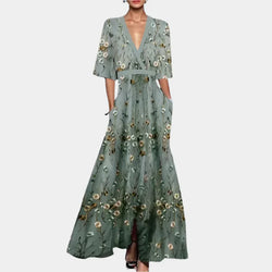 Robe fleurie avec col en V