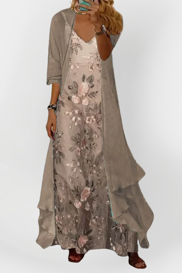 Robe Maxi avec Cardigan (Ensemble de 2 pièces)