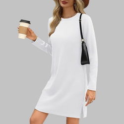 Tiana - Robe Mini Décontractée à Manches Longues et Col Rond