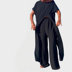 Ensemble avec haut et pantalon uni avec décolleté