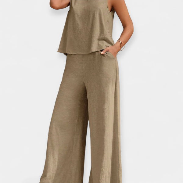 Ensemble de haut sans manches et pantalon large