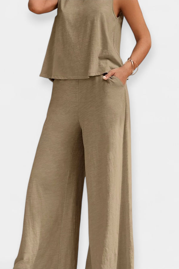 Ensemble de haut sans manches et pantalon large