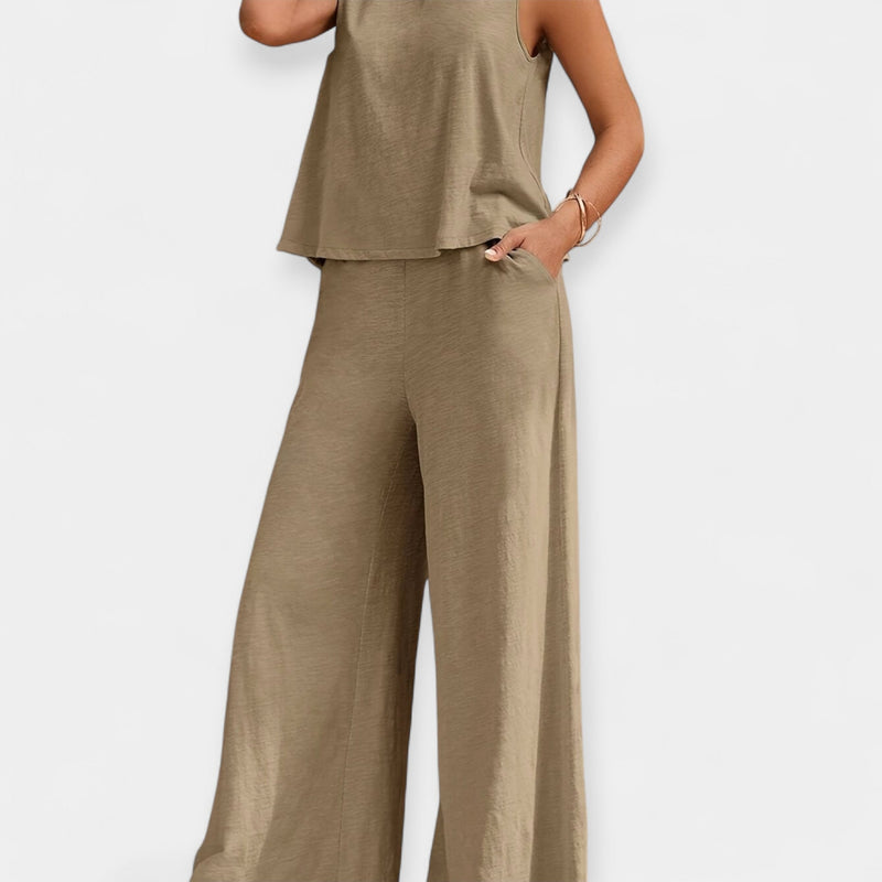 Ensemble de haut sans manches et pantalon large
