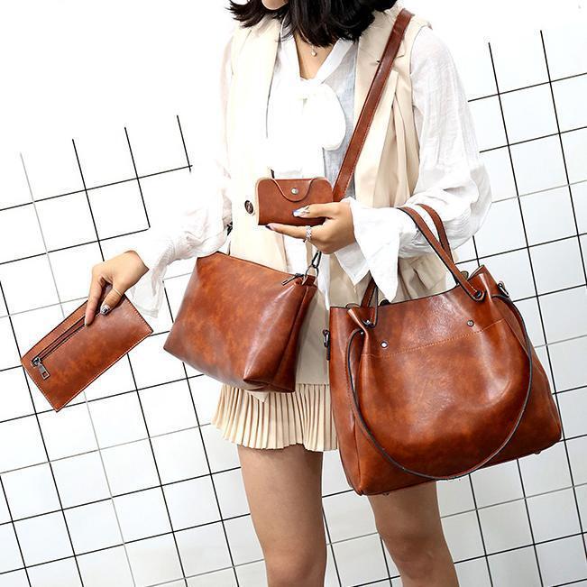 LUISE™ | Ensemble de 4 sacs vintage en cuir écologique
