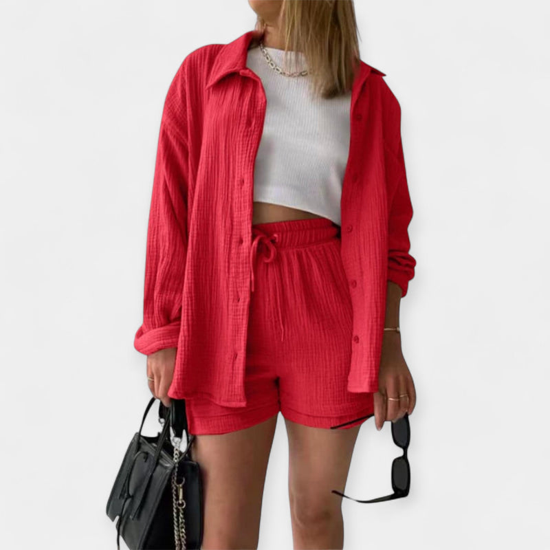 Ensemble haut d'été bicolore et short