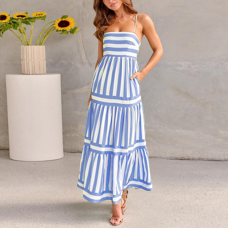 Robe Maxi Ambiance Côtière – Confort & Couleur en Un