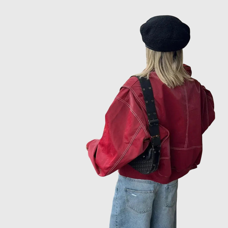 Faye™ - Veste en cuir surdimensionnée