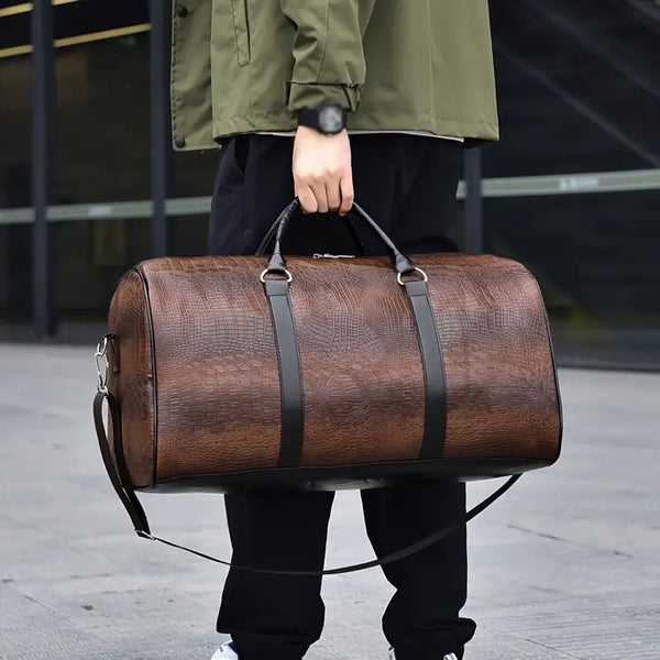 Lucas™ - Sac de voyage vintage à motif crocodile
