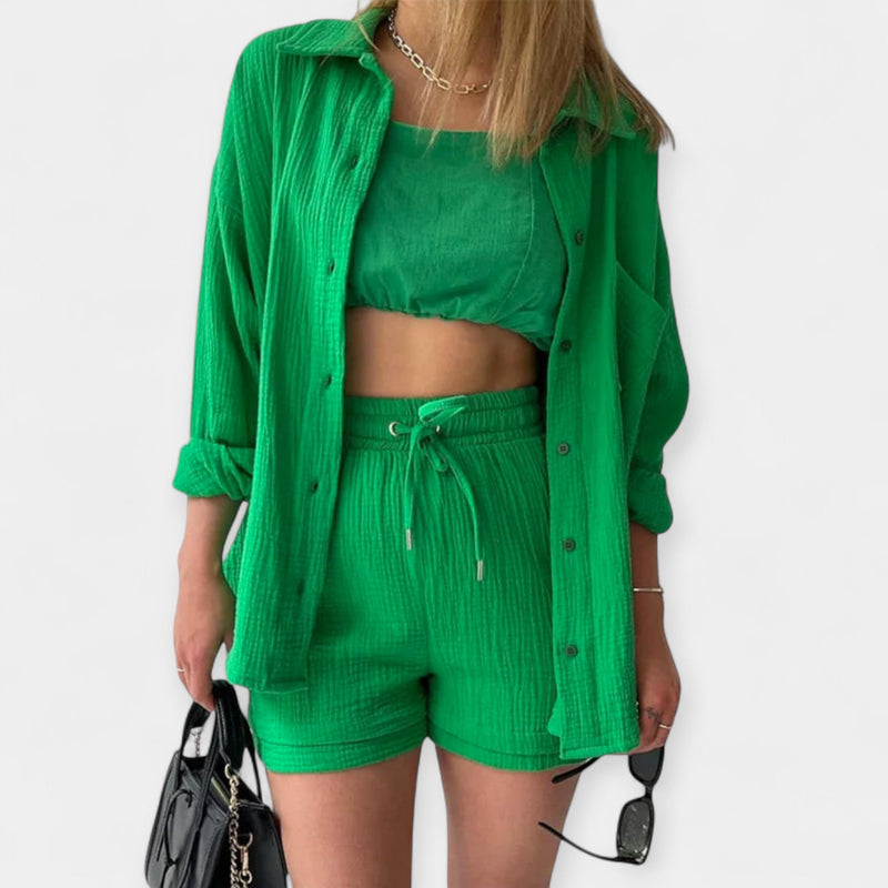 Ensemble haut d'été bicolore et short