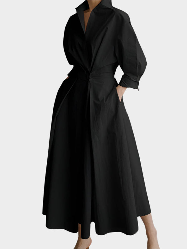 Robe élégante ligne A avec col polo