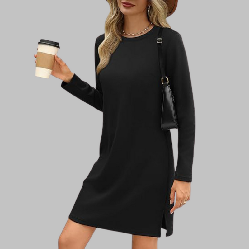 Tiana - Robe Mini Décontractée à Manches Longues et Col Rond
