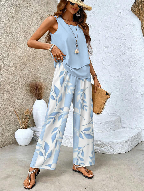 Alba | Ensemble élégant haut floral et pantalon