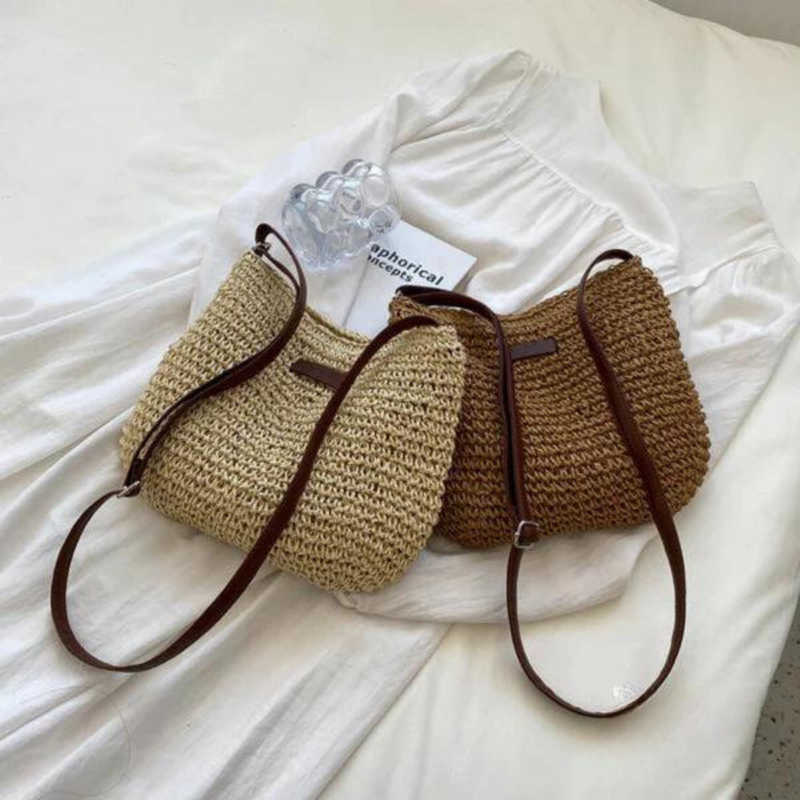 Mary - Sac bandoulière rétro en paille