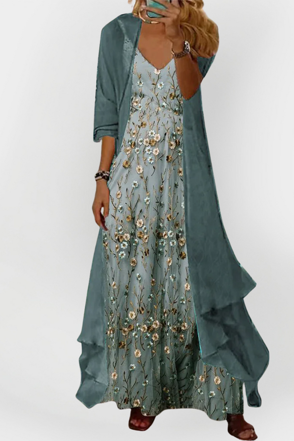 Robe Maxi avec Cardigan (Ensemble de 2 pièces)