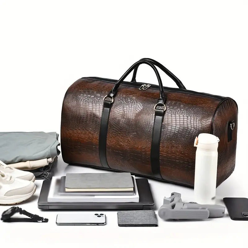 Lucas™ - Sac de voyage vintage à motif crocodile