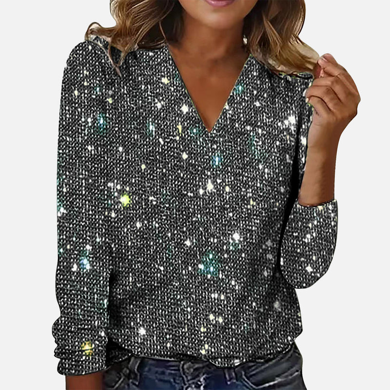 Jamie | Blouse à col en V avec motif diamant
