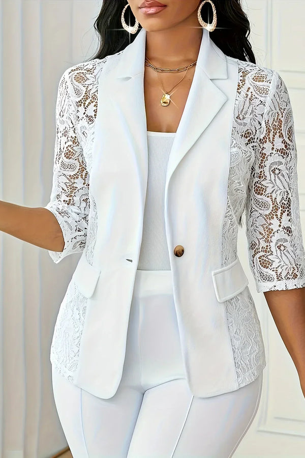 Layla™ - Blazer en dentelle contrastée