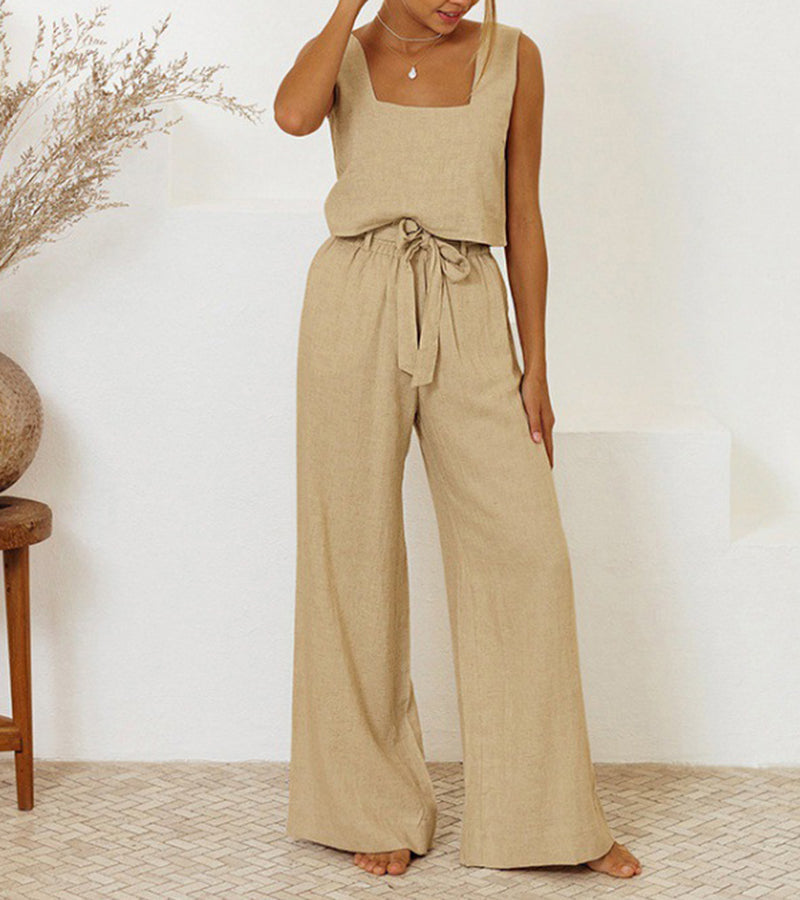 Evelyne | Ensemble Haut Minimaliste de Luxe & Pantalon Large