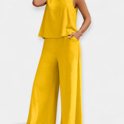 Ensemble de haut sans manches et pantalon large