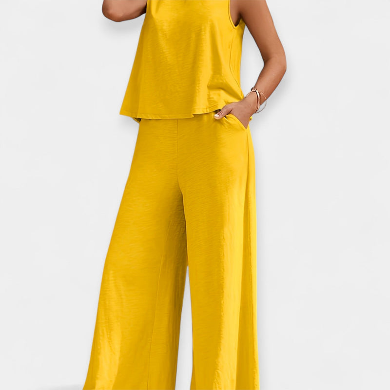 Ensemble de haut sans manches et pantalon large