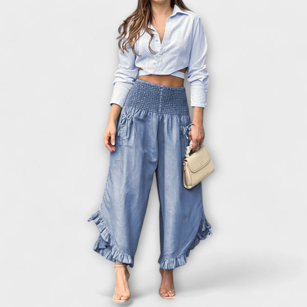 Pantalon en lin confortable avec plis modernes