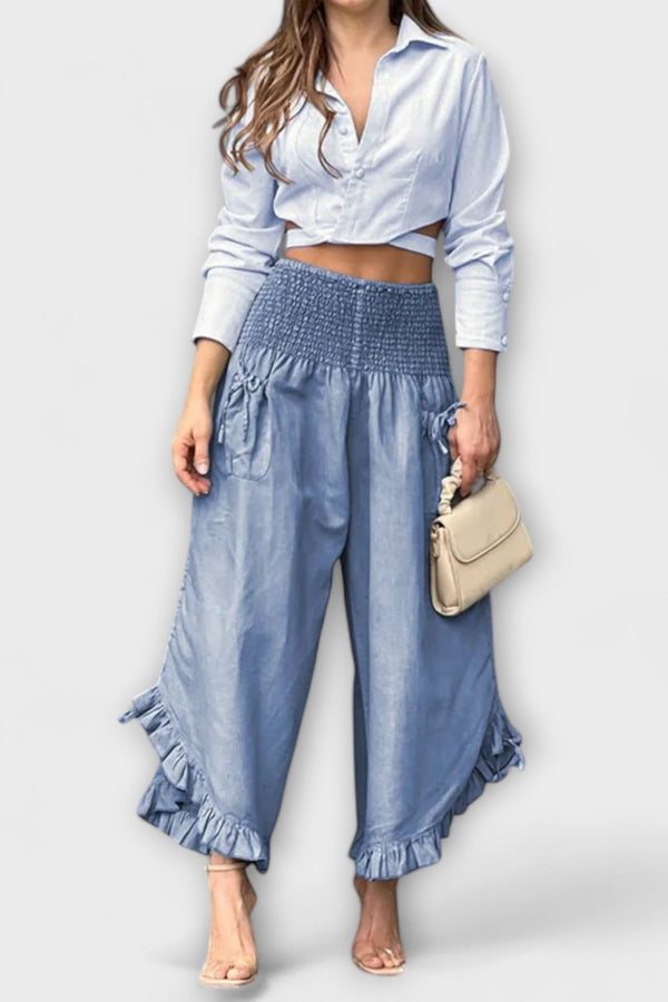 Pantalon en lin confortable avec plis modernes